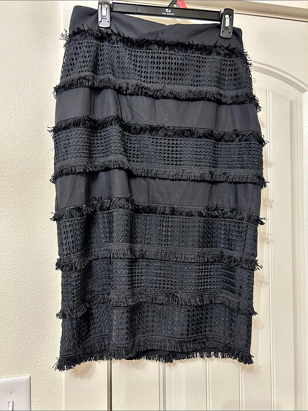 Banana Republic Black Textured Midi Skirt Like New